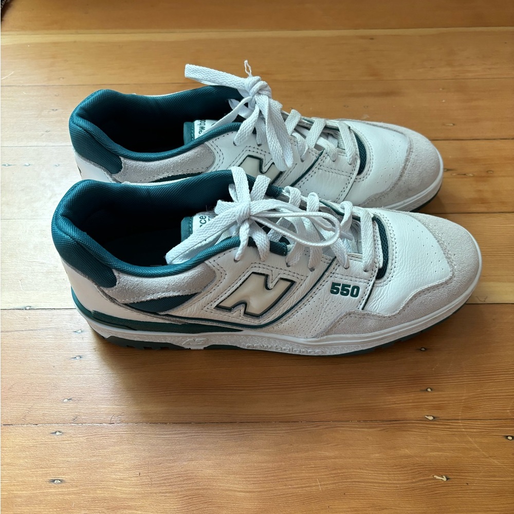 New Balance 550 White with Vintage Teal